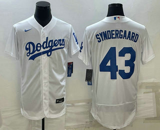 Men%27s Los Angeles Dodgers #43 Noah Syndergaard White Flex Base Stitched Baseball Jersey->los angeles dodgers->MLB Jersey
